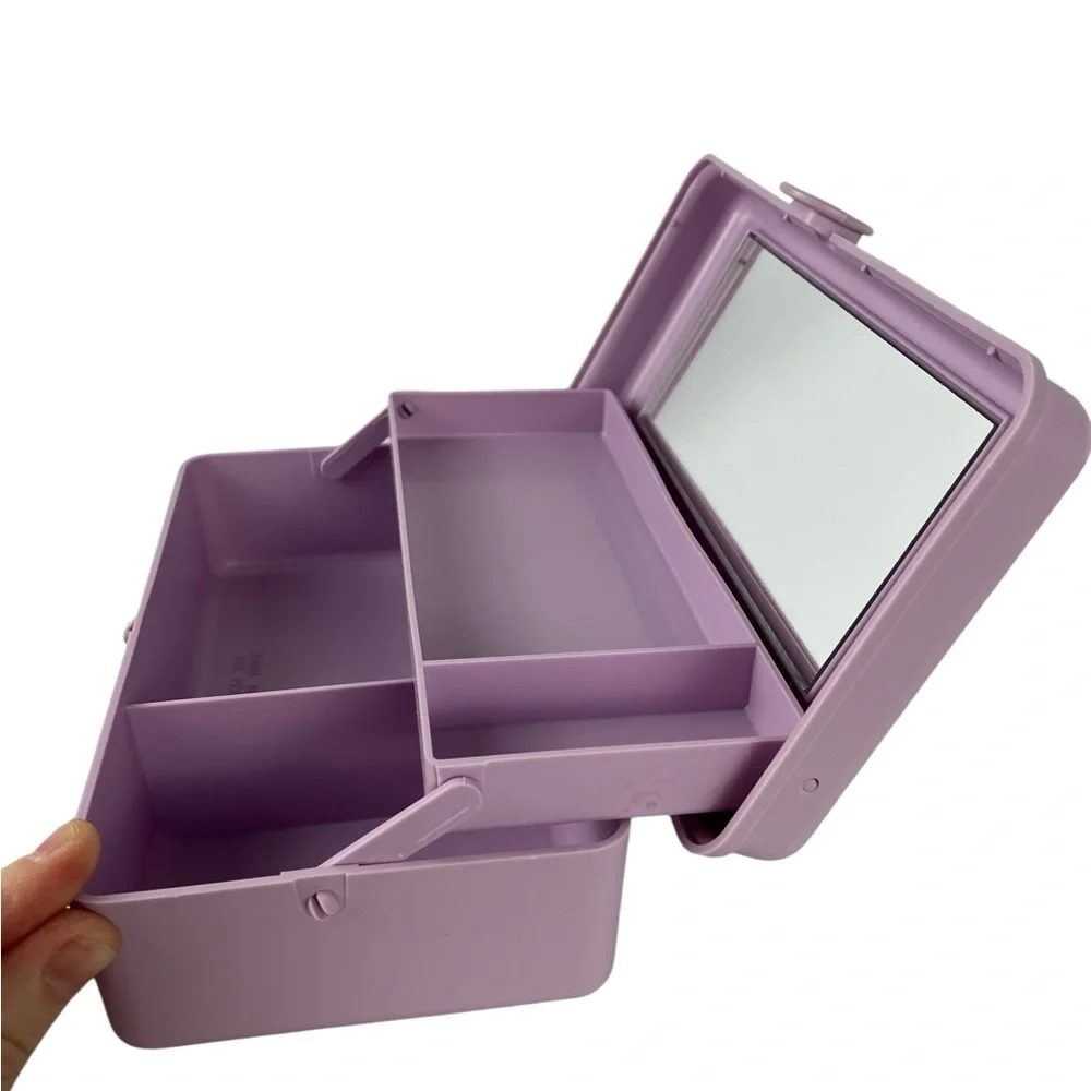 Vintage 80s Caboodles Makeup Cosmetics Case with Mirror Model 2605 Lavender